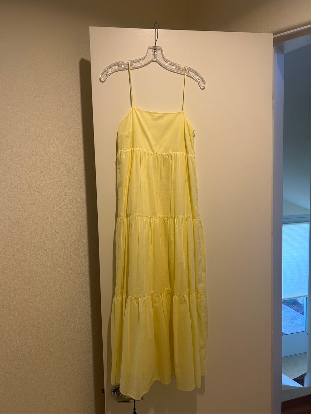 Zara Lemon Yellow Tiered Spaghetti-Strap Maxi Dress